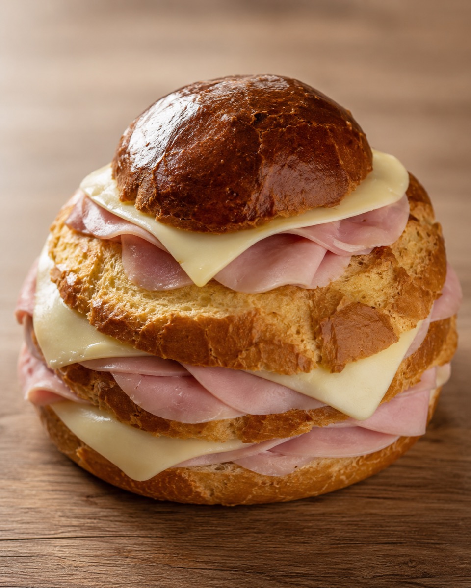 Brioche relleno de jamón y queso
