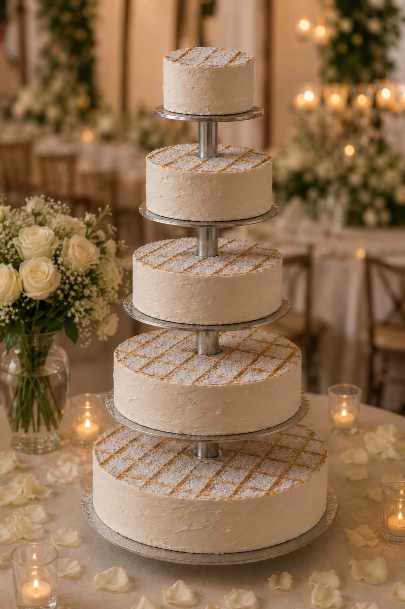 Tarta de boda de cinco pisos
